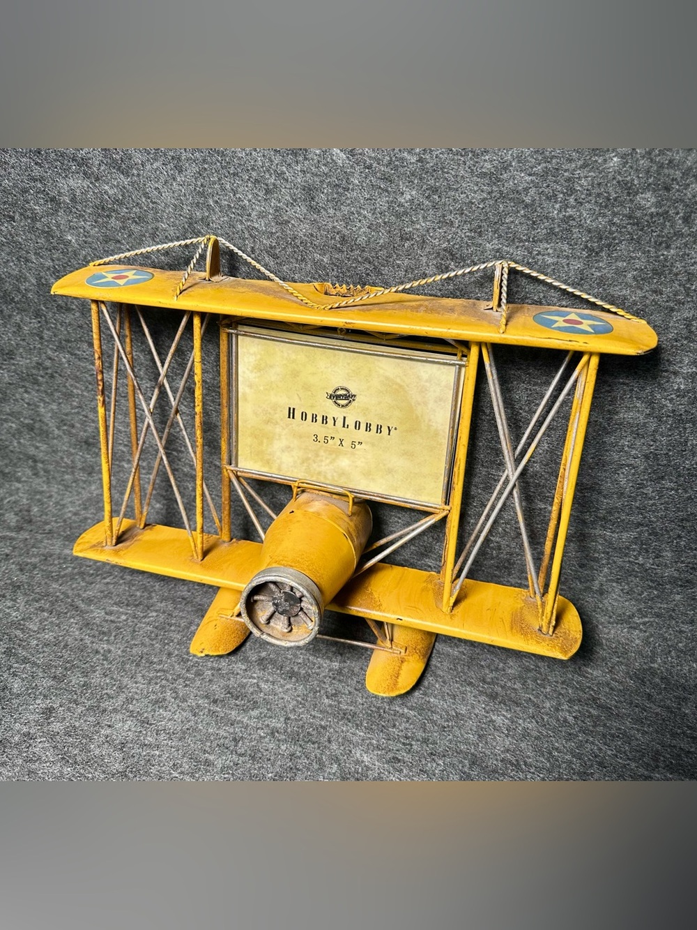 Yellow Vintage Biplane Wall Photo Frame 3.5 x 5